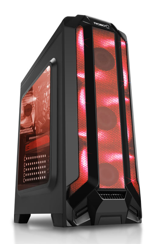EAGLE WARRIOR CS CG-ROBOTQ001 ROBOT Q ATX /  M-ATX BAHIAS 2 x 3.5 3 x 2.5 SLOT EXP 7   3 x FAN RED Fron 12 cm (incluidos)